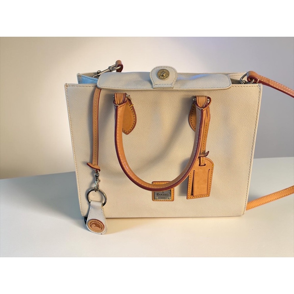 Dooney & Bourke Saffiano Leather Satchel Cream White Tan  Authentic Handbag COA